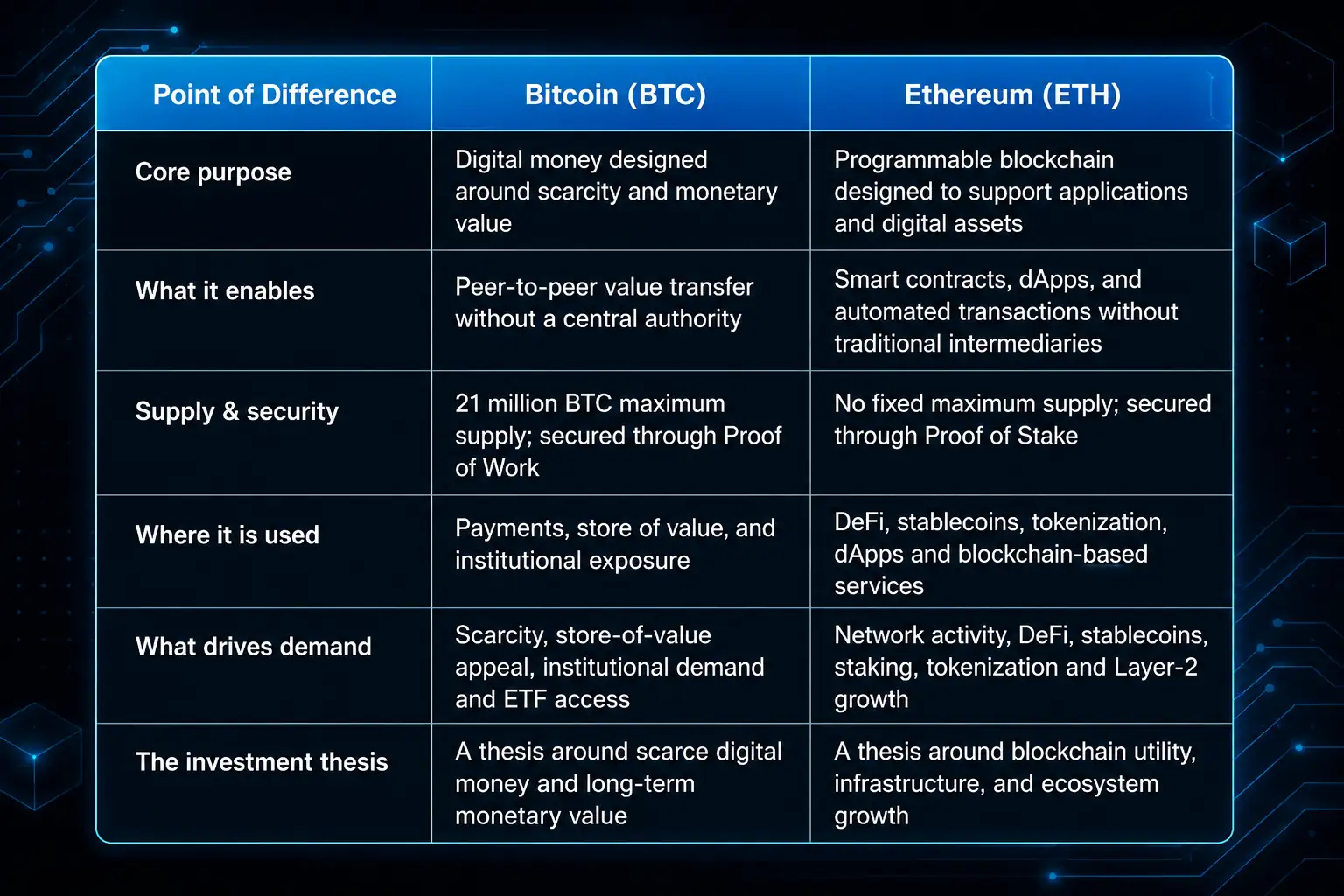 Bitcoin vs Ethereum: Key Differences Between BTC and ETH