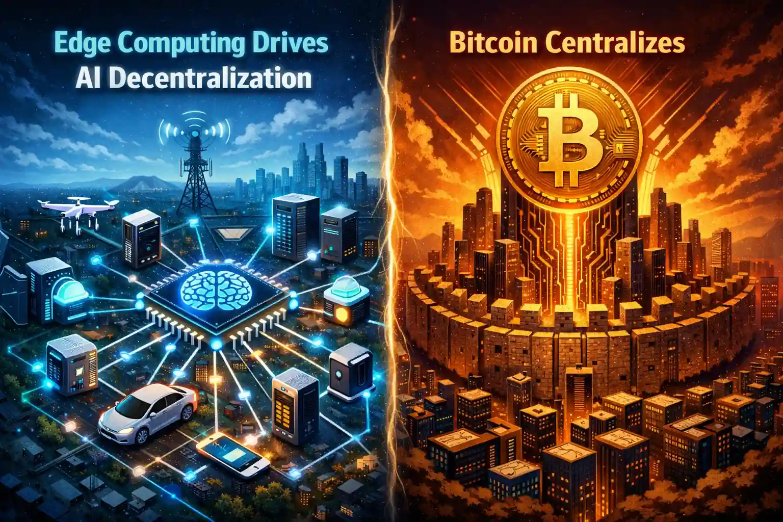 Edge Computing Drives AI Decentralization, Bitcoin Centralizes